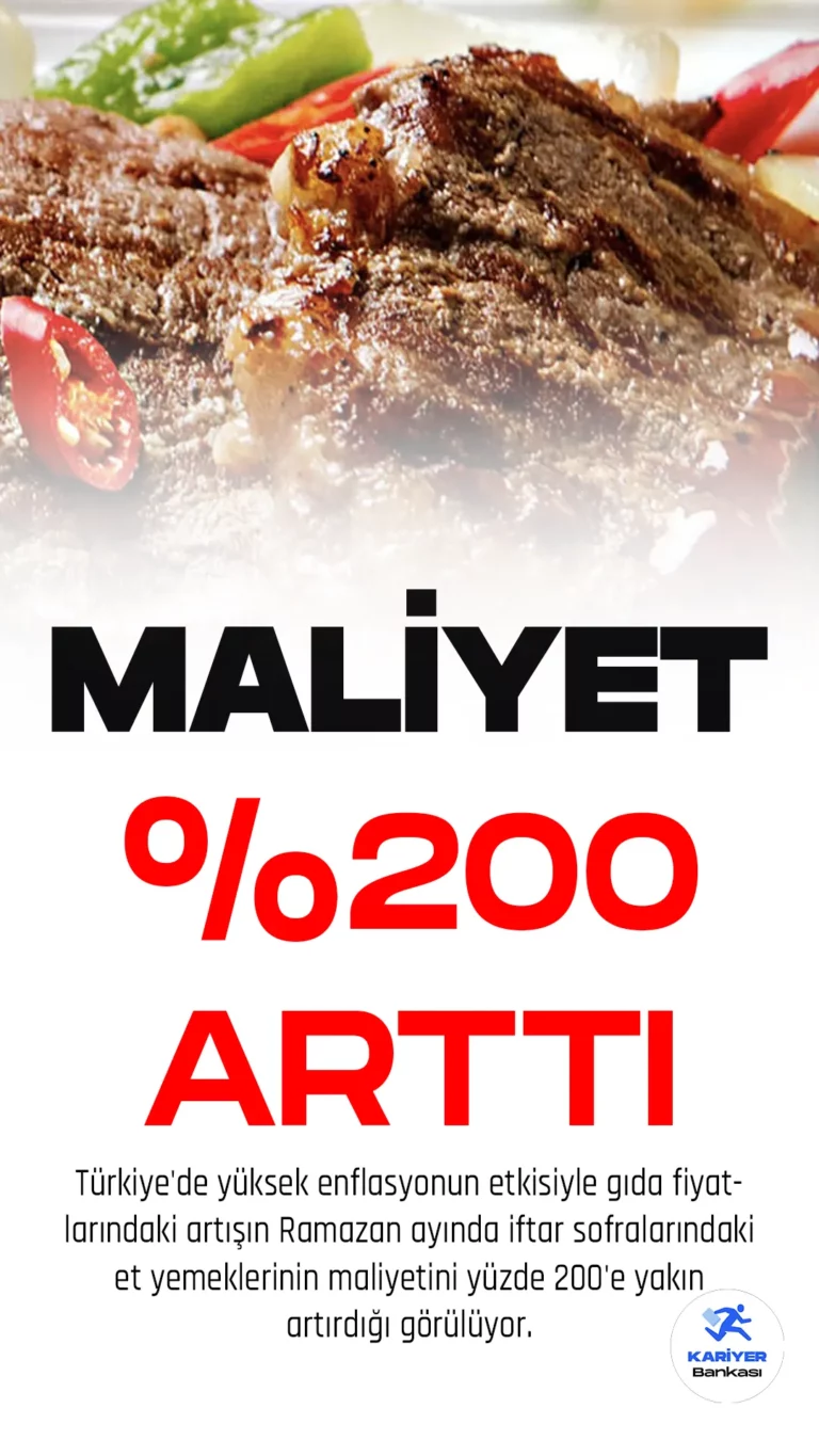 Türkiye'de yüksek enflasyonun etkisiyle gıda fiyatlarındaki artışın Ramazan ayında iftar sofralarındaki et yemeklerinin maliyetini yüzde 200'e yakın artırdığı görülüyor.