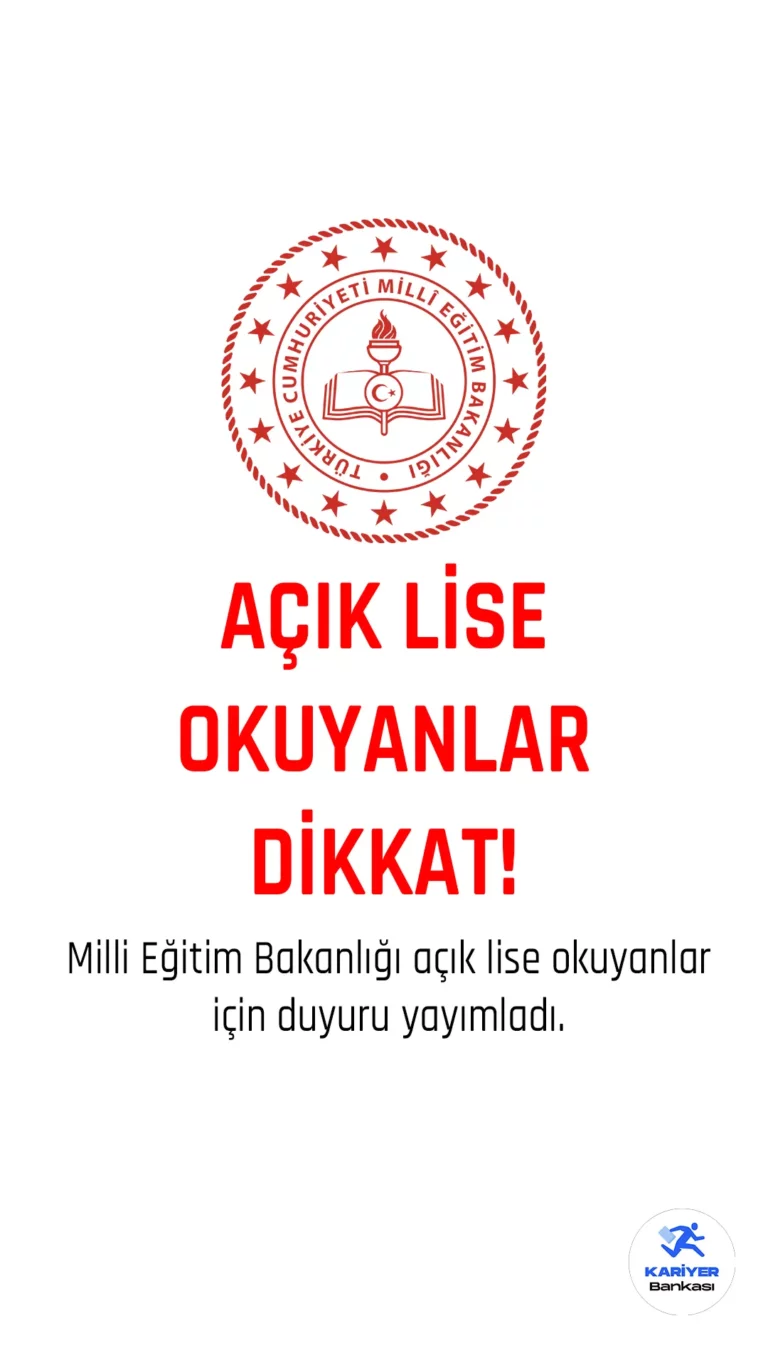 MEB, Açık Öğretim Lisesi Duyurusu Yayımlandı