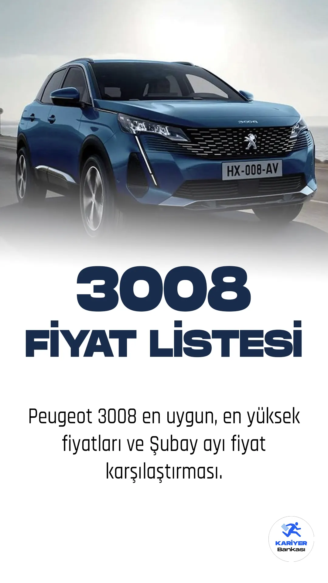 Peugeot 3008 Fiyat Listesi yayımlandı! Peugeot, SUV pazarındaki iddiasını Peugeot 3008 modeliyle sürdürüyor. Yenilikçi tasarımı ve üstün teknolojik donanımıyla dikkat çeken Peugeot 3008, yüksek performansı ve konforu bir arada sunuyor.