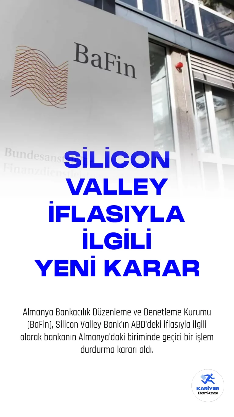 Almanya Bankacılık Düzenleme ve Denetleme Kurumu (BaFin), Silicon Valley Bank'ın ABD'deki iflasıyla ilgili olarak bankanın Almanya'daki biriminde geçici bir işlem durdurma kararı aldı.