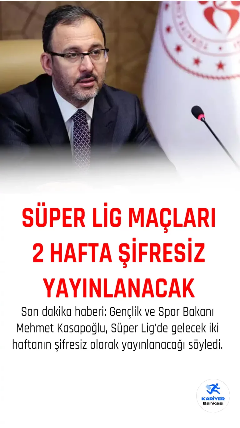 Süper Lig İki Hafta Şifresiz Yayınlanacak