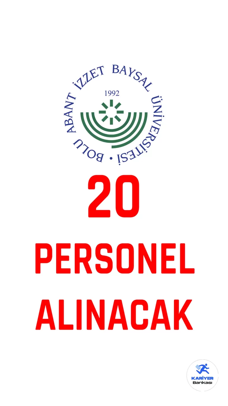 Bolu Abant İzzet Baysal Üniversitesi personel alımı duyurusu Resmi Gazete'de yayımlandı. 13 Mart 2023 tarihli yayımlanan duyuruda Bolu Abant İzzet Baysal Üniversitesine büro personeli, mühendis, tekniker, teknisyeni programcı unvanlarında 20 sözleşmeli personel alımı yapılacağı aktarıldı.
