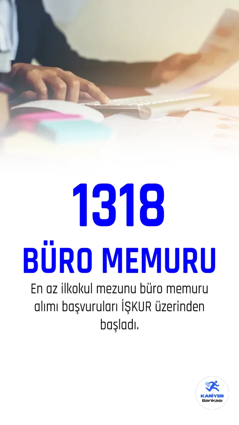 İŞKUR üzerinden büro memuru alımı duyuruları art arda yayımlandı. Özel sektör firmaları tarafından İŞKUR üzerinden yayımlanan duyurulara göre, 1318 büro memuru alımı yapılacağı görülüyor. Başvuracak adayların en az ilkokul mezunu olması aranan şartlar arasında yer alıyor. Her firmanın başvuru şartları farklılık gösterebiliyor. Bu nedenle başvuracak adayların belirtilen şartları dikkatle incelemesi gerekmektedir.