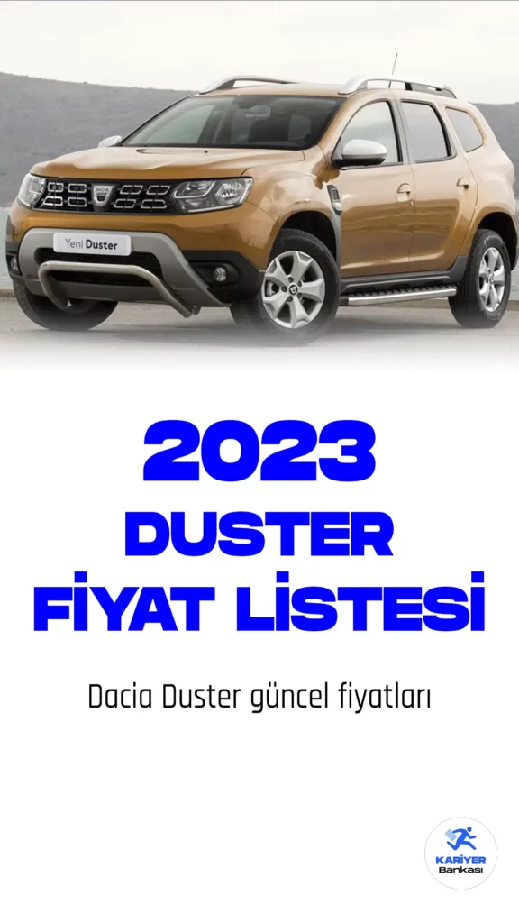 Dacia Duster fiyat listesi yayımlandı! Dacia, Türkiye'nin de dahil olduğu birçok ülkede popülerlik kazanan Duster modeli için yenilikler sunmaya devam ediyor. 2023 model yılı için yapılan güncellemeler ile Duster daha çekici bir görünüme kavuştu. Yenilenen ön tasarımı, agresif bir görünüme sahip farları ve yeni bir ızgara tasarımıyla dikkat çekiyor. Yeni teknolojik özellikler arasında akıllı telefon entegrasyonu, geri görüş kamerası ve navigasyon sistemi bulunuyor. Ayrıca, güvenlik özellikleri arasına eklenen arka park sensörleri ve çekiş kontrolü, sürücüleri daha güvende tutuyor. Dacia Duster, uygun fiyatı, düşük yakıt tüketimi ve geniş iç hacmi ile kullanıcıların beklentilerini karşılamaya devam ediyor.