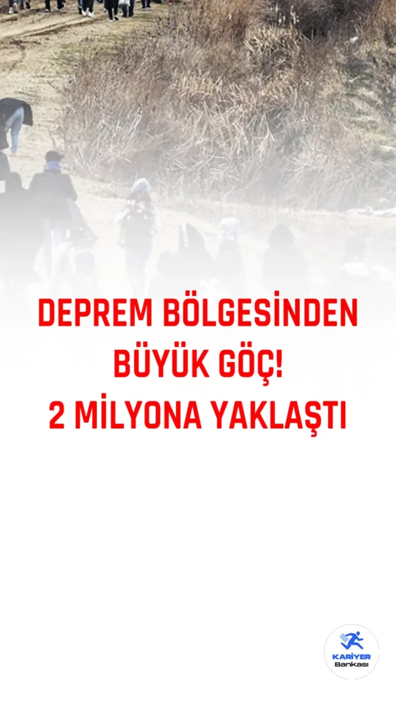 Kahramanmaraş'ta yaşanan depremler sonrası bölgeden göç eden kayıtlı vatandaşların sayısı 2 milyona yaklaştı. Bu rakamın kayıtsız vatandaşlar da dahil edilerek 2 milyonu aşabileceği bildirildi.