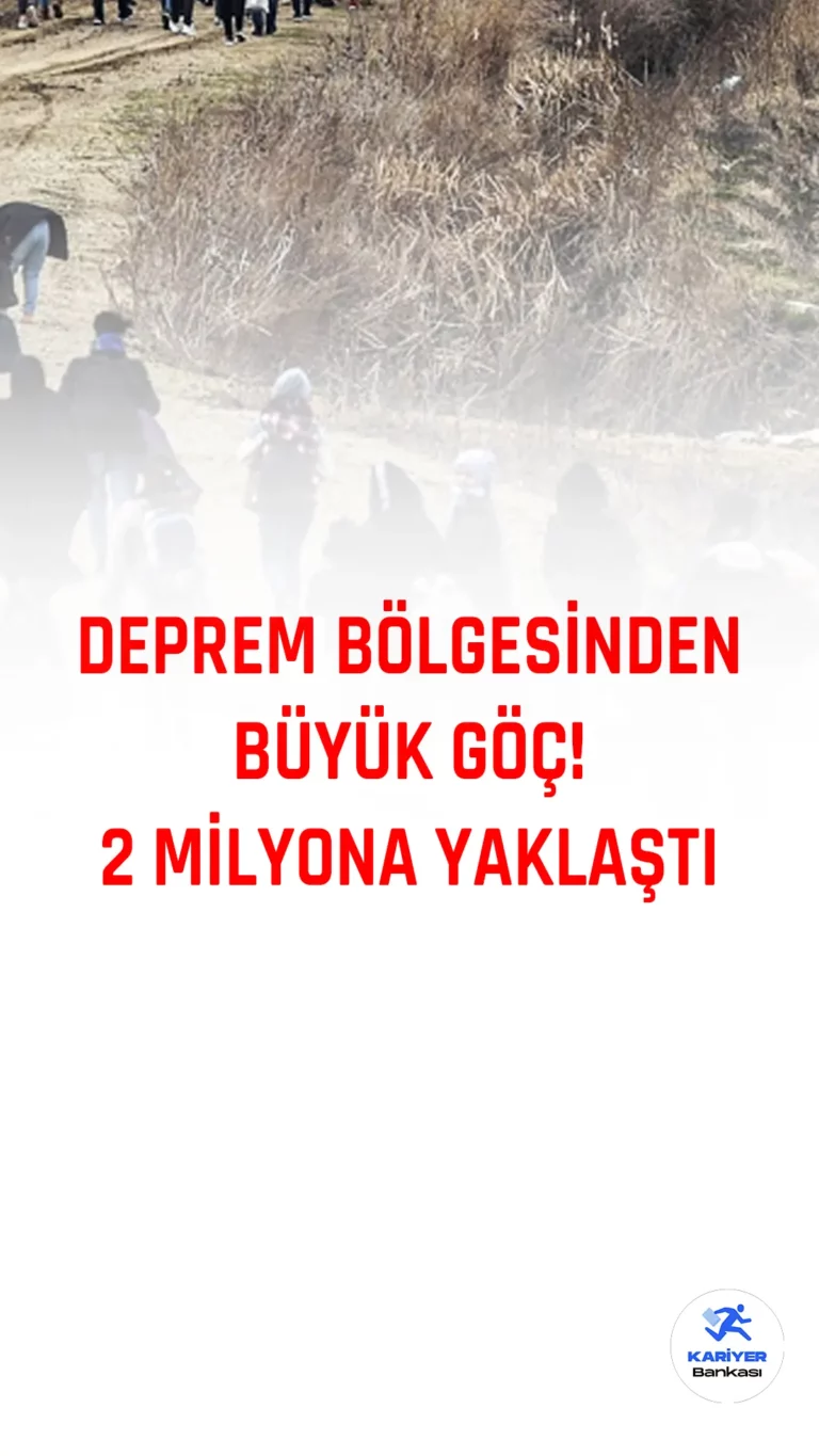 Kahramanmaraş'ta yaşanan depremler sonrası bölgeden göç eden kayıtlı vatandaşların sayısı 2 milyona yaklaştı. Bu rakamın kayıtsız vatandaşlar da dahil edilerek 2 milyonu aşabileceği bildirildi.
