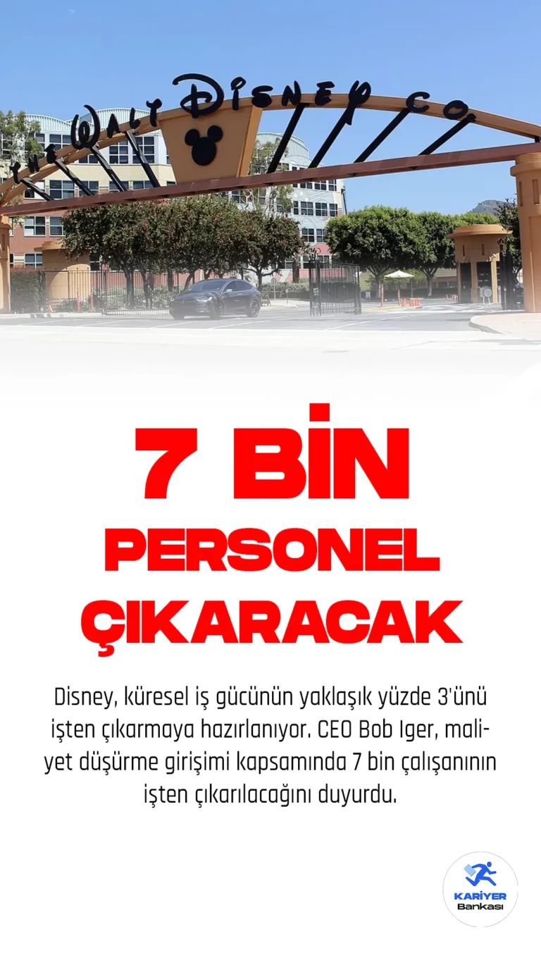 Disney, küresel iş gücünün yaklaşık yüzde 3'ünü işten çıkarmaya hazırlanıyor. CEO Bob Iger, maliyet düşürme girişimi kapsamında 7 bin çalışanının işten çıkarılacağını duyurdu.