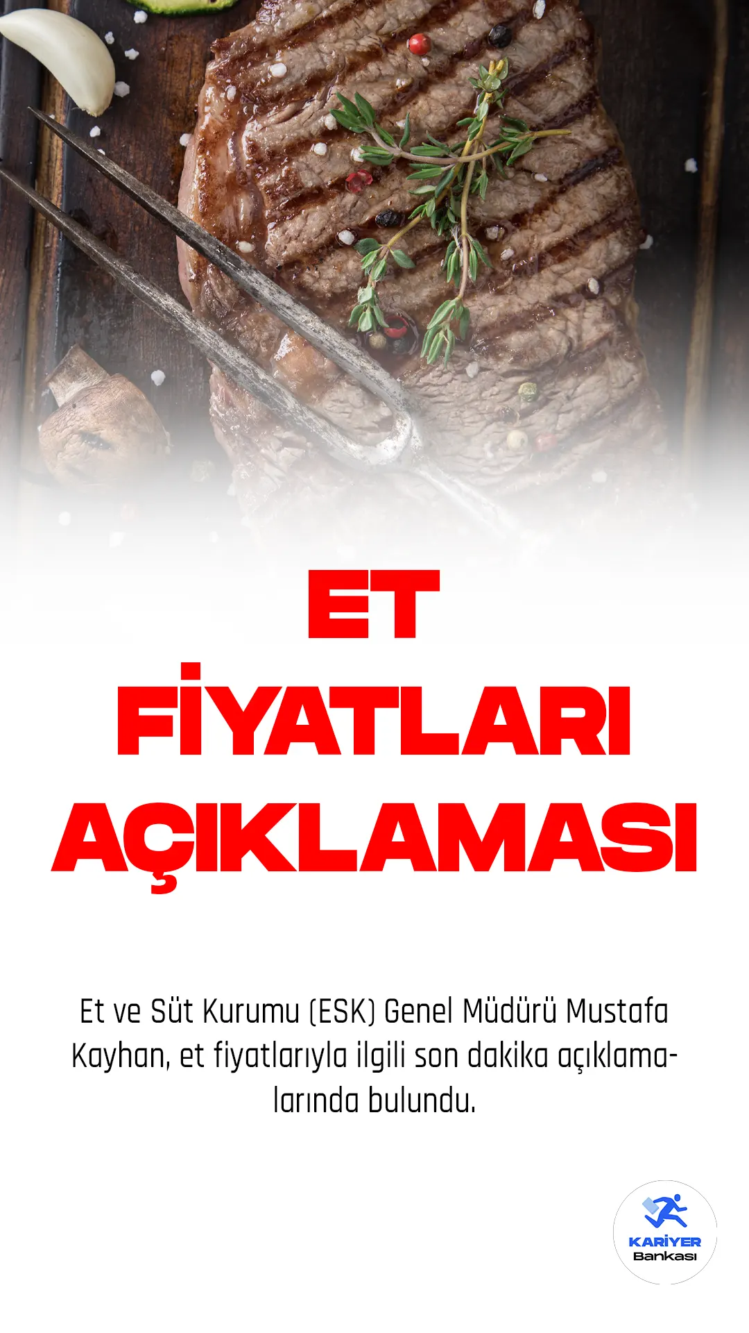 Et ve Süt Kurumu (ESK) Genel Müdürü Mustafa Kayhan, ramazan ayı öncesinde et fiyatlarındaki artışın önüne geçmek için Tarım Kredi Market zincirleri ile bir protokol imzaladıklarını duyurdu. Yapılan protokol kapsamında, ESK tarafından verilen ürünlerin miktarı aylık minimum 600 tona çıkarılarak, MAP ambalajlı 1'er kilogramlık kıyma ve kuşbaşı etler piyasaya sürülecek. Kıyma kilogram fiyatı 140 lira, kuşbaşı etin kilogram fiyatı da 150 lira olarak belirlendi.