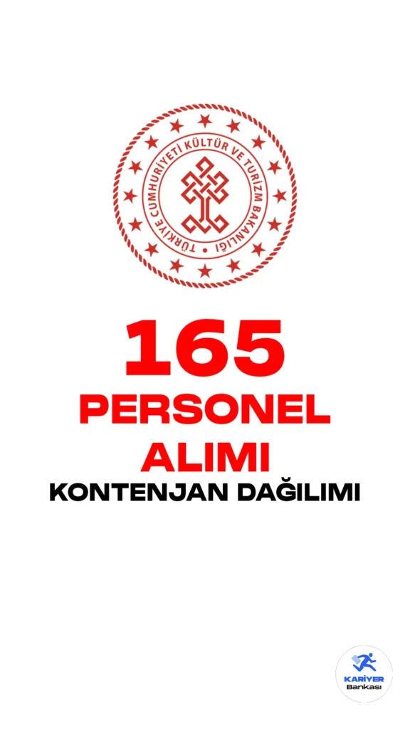 Kültür ve Turizm Bakanlığı personel alımı başvuru süreci devam ediyor. 11 Mart 2023 tarihli duyuruda, Bakanlığa büro personeli, mühendis, mimar, temizlik personeli, bahçıvan, koruma ve güvenlik görevlisi pozisyonları için 165 sözleşmeli personel alımı yapılacağı aktarıldı. Başvuru yapacak adayların belirtilen genel ve özel şartları dikkatle incelemesi gerektiği belirtildi.