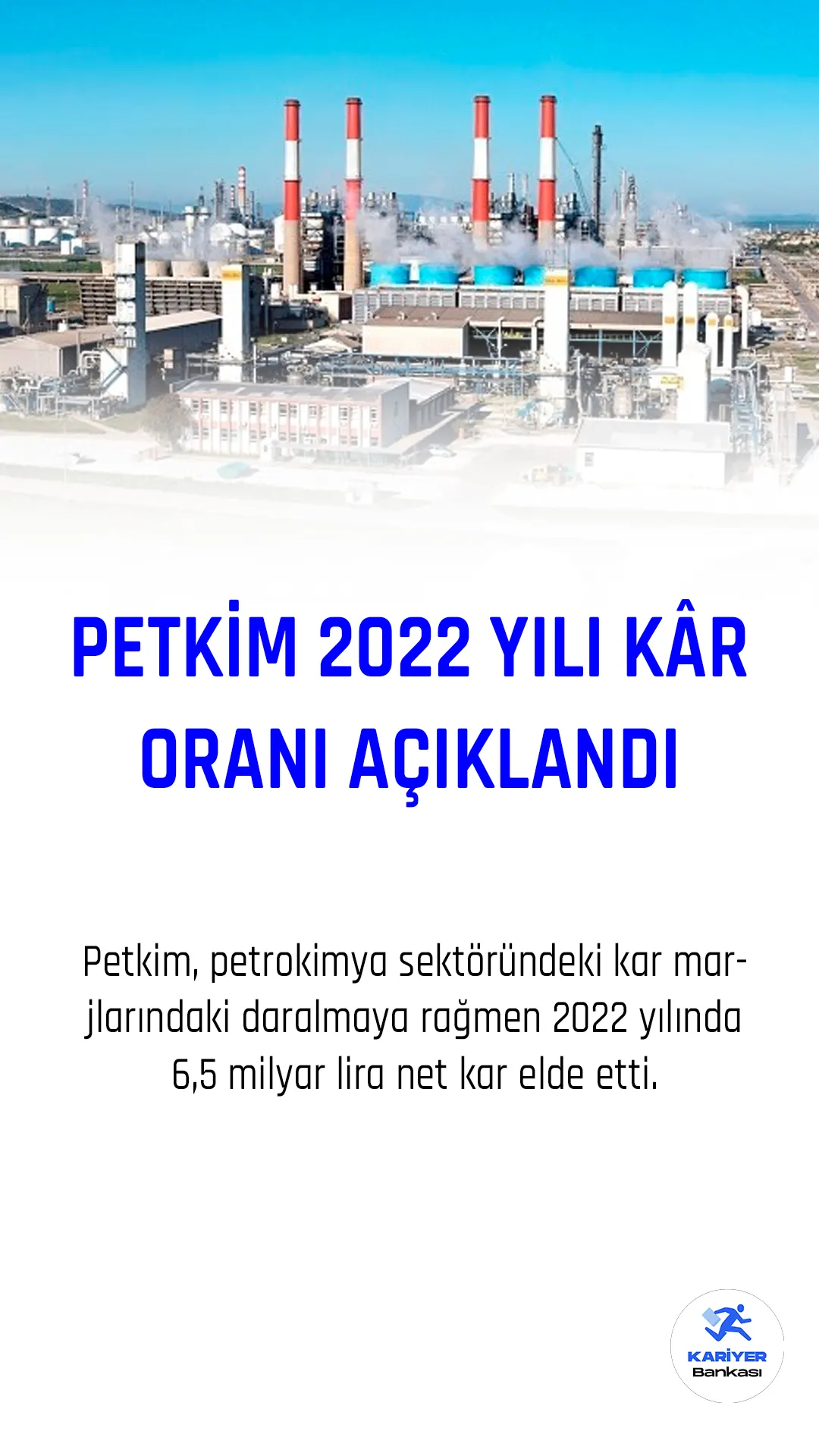 Petkim, petrokimya sektöründeki kar marjlarındaki daralmaya rağmen 2022 yılında 6,5 milyar lira net kar elde etti.
