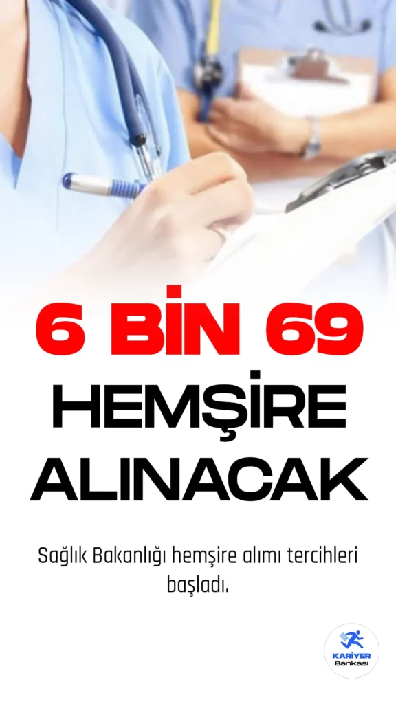 Sağlık Bakanlığı hemşire alımı tercih başvuruları başladı. ÖSYM resmi sayfasından yayımlanan KPSS 2023/5 tercih kılavuzuyla birlikte, Sağlık Bakanlığına 867 ortaöğretim, 5.202 lisans mezunlarından olmak üzere toplamda 6 bin 69 hemşire kontenjanı ayrıldığı görülüyor. Başvuru yapacak adayların belirtilen şartları ve hemşire nitelik kodlarını dikkatle incelemsi gerekmektedir.