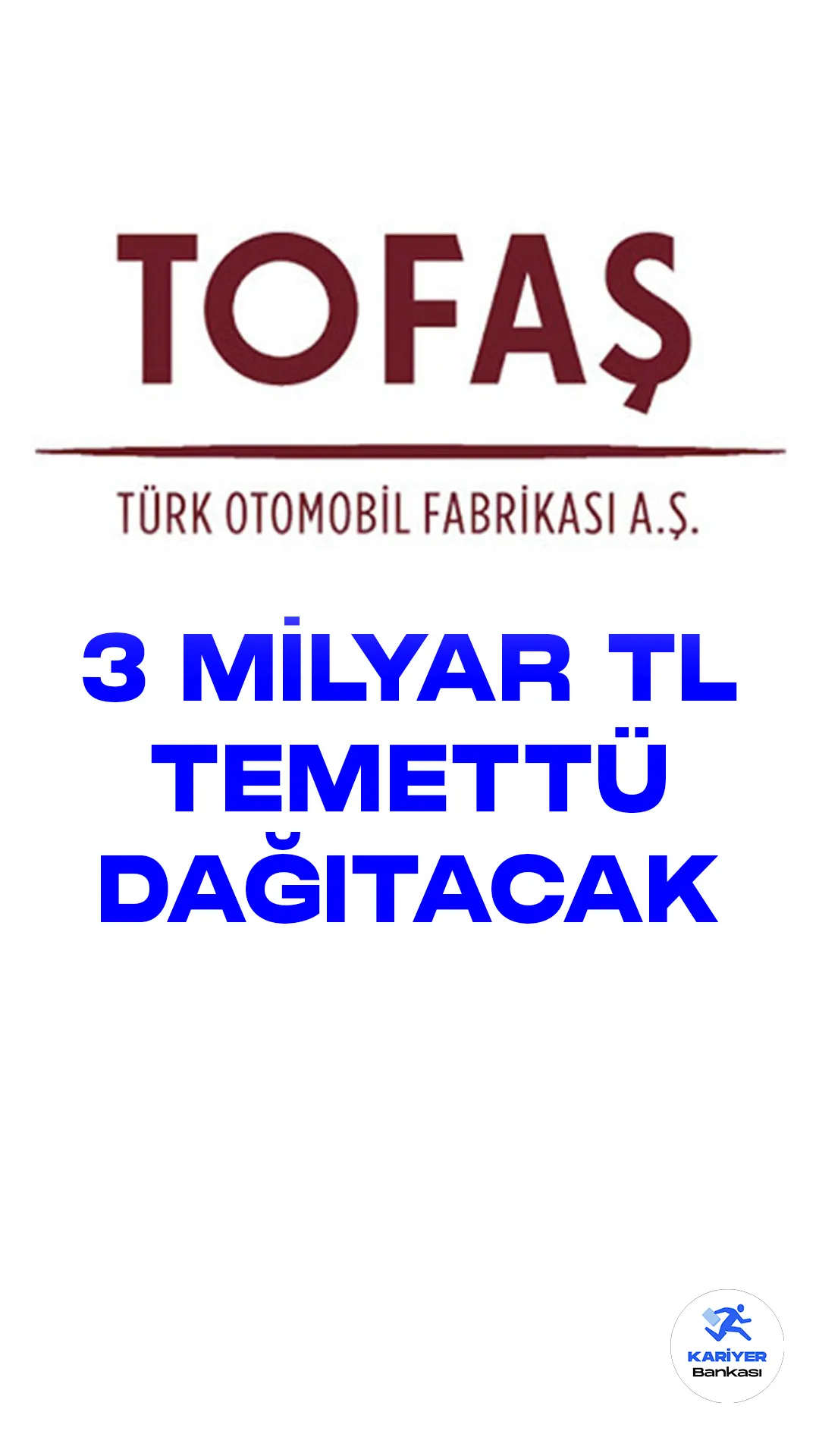 Tofaş Türk Otomobil Fabrikası AŞ, hissedarlarına 23 Mart 2023 tarihinde ödenmek üzere hisse başı net 5,40 TL temettü dağıtma kararı aldı.