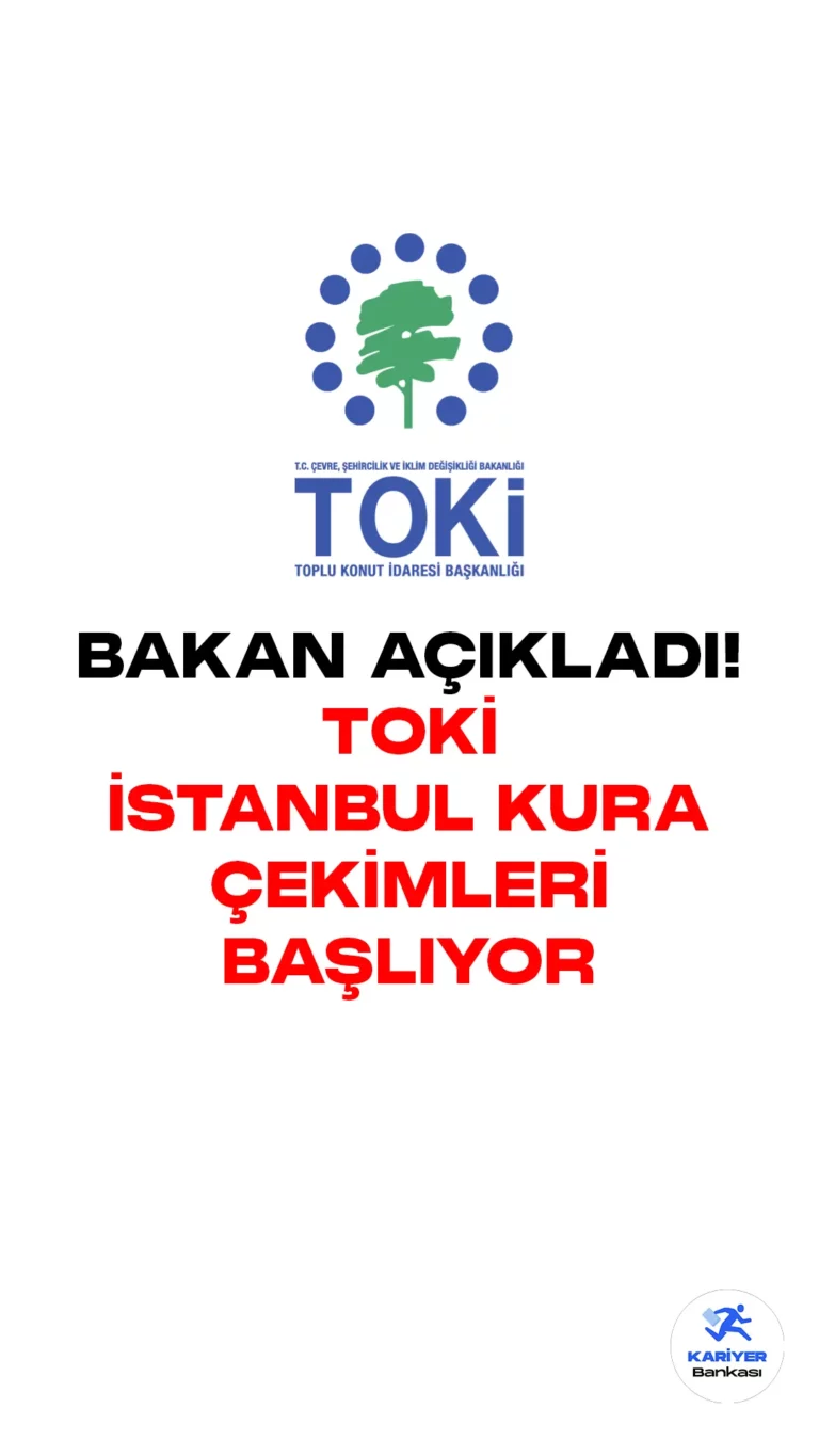 İlk Evim 250 bin sosyal konut projesinden İstanbul kura tarihi açıklandı. Çevre, Şehircilik ve İklim Değişikliği Bakanı Murat Kurum, sosyal medya hesabı üzerinden yayımladığı duyuruda, TOKİ İstanbul Kura çekiminin 16 Mart 2023 tarihinde başlayacağını duyurdu. Bakan Kurum yayımladığı duyuruda, " 50 bin sosyal konutumuz için 16 Mart’ta kuraları çekmeye başlıyoruz." ifadeleri yer aldı.
