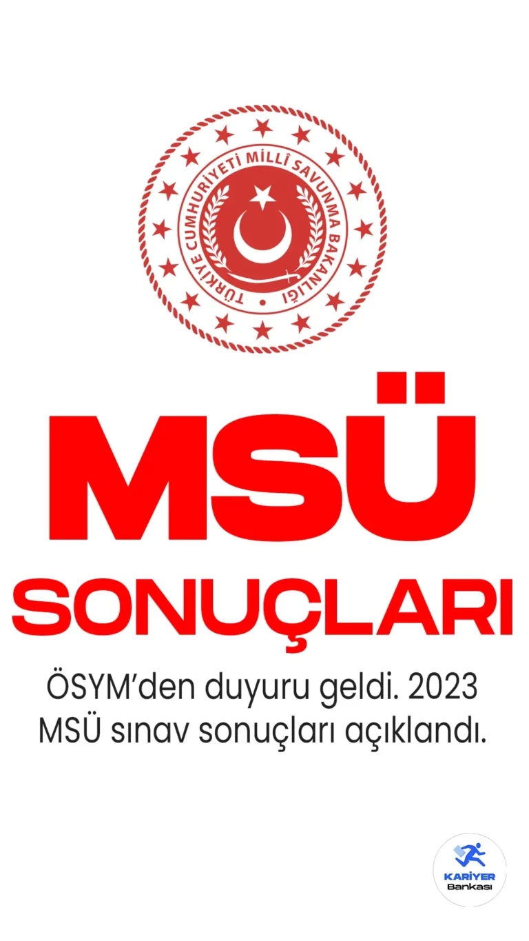 ÖSYM, 2023 MSÜ sınav sonuçları duyurusunu yayımladı. 2 Nisan'da uygulanan sınava ait sonuçlara sonuc.osym.gov.tr adresinden erişim sağlanabiliyor.