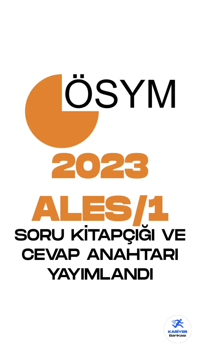 2023-ALES 1 Sınavı Temel Soru Kitapçığı ve Cevap Anahtarı Yayımlandı. ÖSYM resmi sayfası üzerinden 16 Nisan 2023 tarihinde uygulanan 2023 Akademik Personel ve Lisansüstü Eğitimi Giriş Sınavı’nın (2023-ALES-1) Temel Soru Kitapçığı ile Cevap Anahtarının %10’unun erişeme açıklığı aktarıldı.