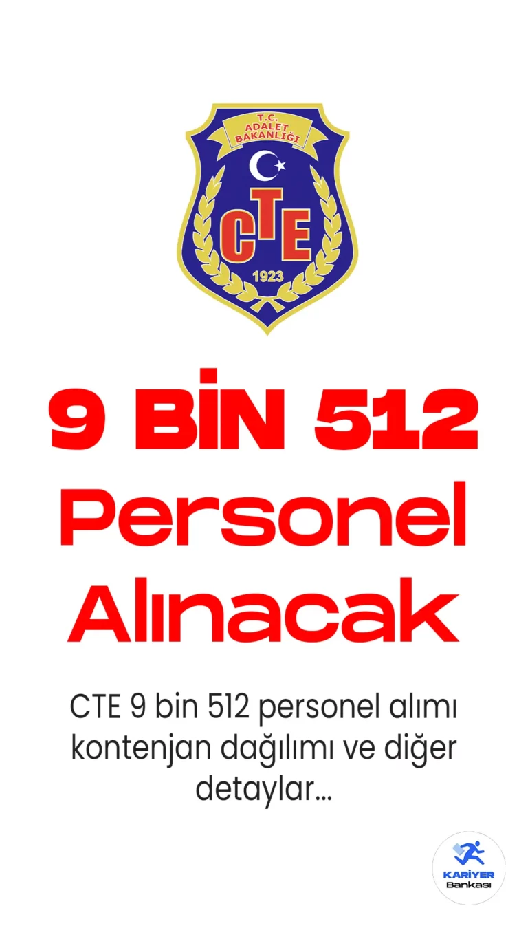 Adalet Bakanlığı CTE 9512 personel alımı yapacak.
