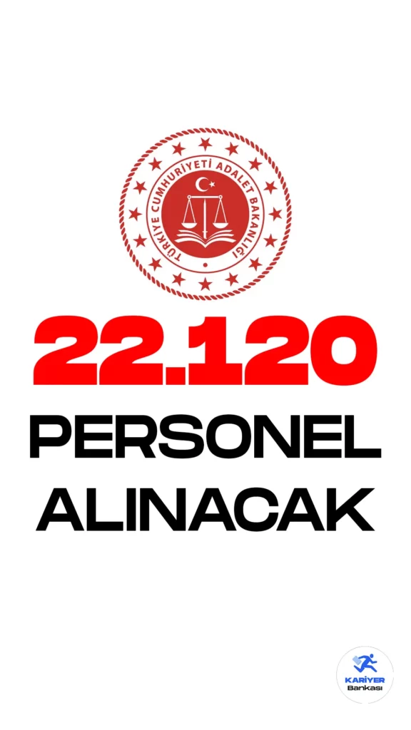 Adalet Bakanlığı 22 bin 120 personel alımı yapacak. Adalet Bakanlığının yeni personel alımları için ilanlar önümüzdeki hafta geliyor.