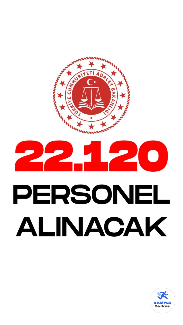 Adalet Bakanlığı 22 bin 120 personel alımı yapacak. Adalet Bakanlığının yeni personel alımları için ilanlar önümüzdeki hafta geliyor.