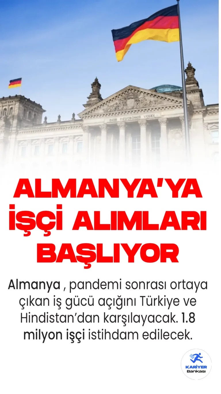 Almanya, Türkiye ve Hindistan'dan 18. milyon işçi alımı yapmaya hazırlanıyor. Almanya'nın her yıl ek istihdama ihtiyaç duymas...