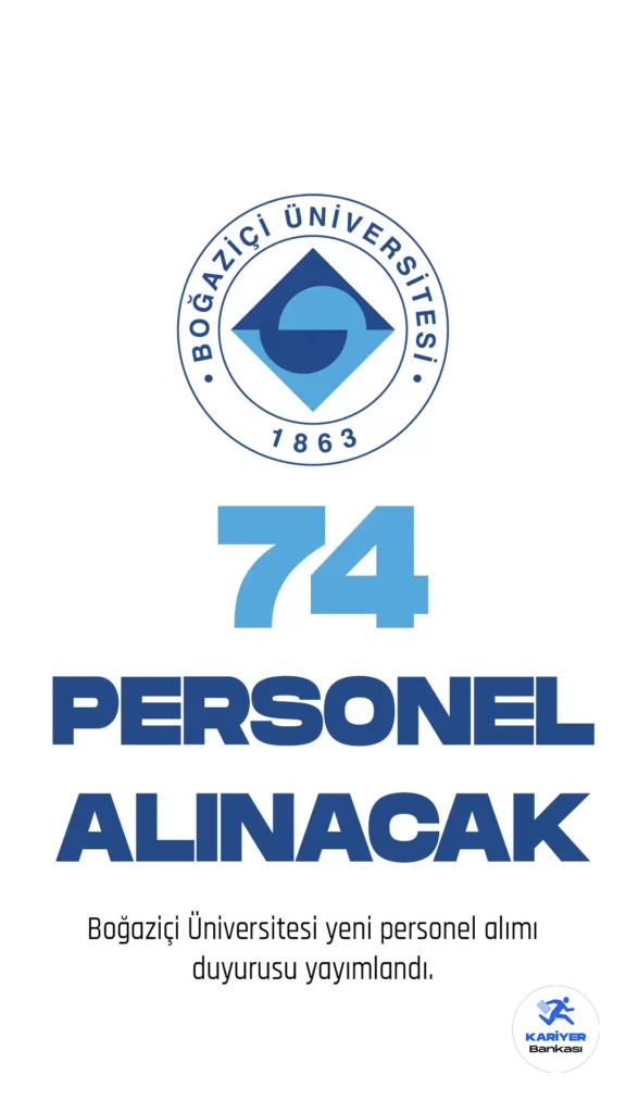 Boğaziçi Üniversitesi personel alımı duyurusu yayımlandı.Cumhurbaşkanlığı SBB Kamu ilan sistesinden yayımlanan duyuruya göre, Boğaziçi Üniversitesine mühendis, programcı, teknisyen, büro personeli, destek personeli, koruma ve güvenlik görevlisi unvanlarında sözleşmeli 75 personel alımı yapılacak. Başvuru yapacak adayların belirtilen şartları dikkatle incelemesi gerekmektedir.