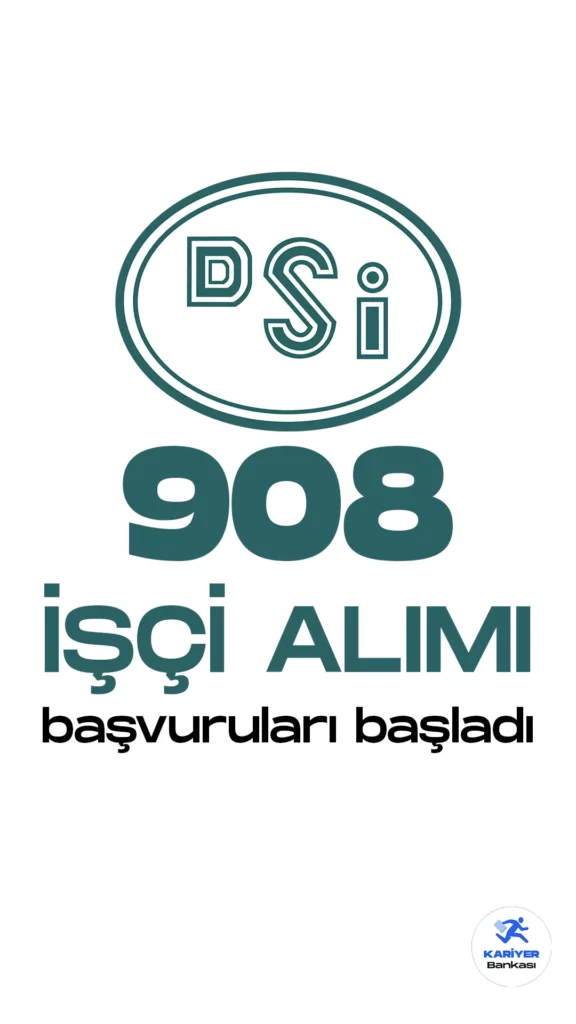 DSİ 908 işçi alımı başvuru işlemleri İŞKUR üzerinden başladı.Farklı unvanlardaki alım için başvuru yapmak isteyen adayların başvuru genel şartlarının yanı sıra unvanlara göre belirlenen özel şartları da yerine getirmesi gerekiyor.