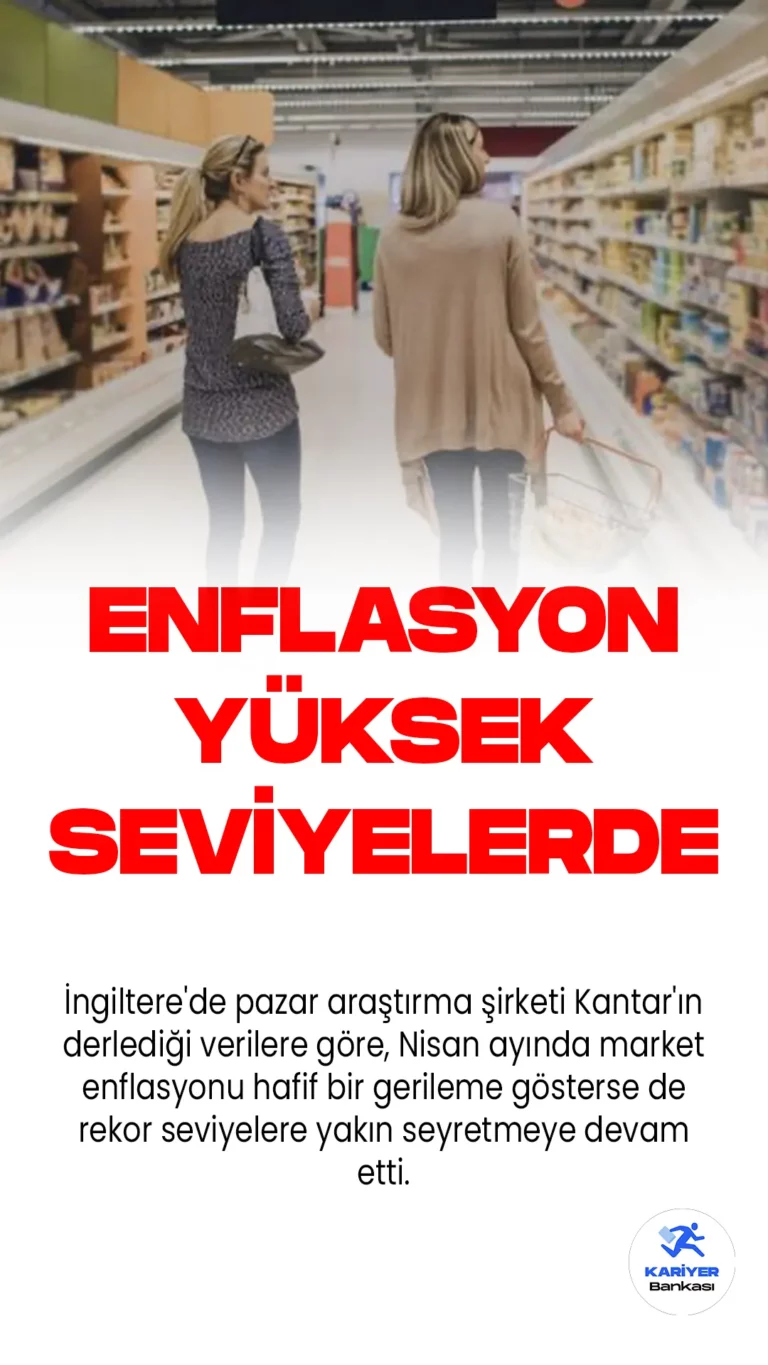 İngiltere'de pazar araştırma şirketi Kantar'ın derlediği verilere göre, Nisan ayında market enflasyonu hafif bir gerileme gösterse de rekor seviyelere yakın seyretmeye devam etti.