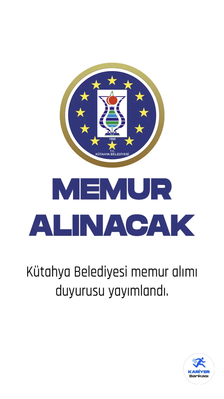 Kütahya Belediyesi memur alımı duyurusu yayımlandı. 3 Nisan 2023 tarihli yayımlanan duyuruda, Kütahya Belediyesine mühendis, mimar, şehir plancısı unvanlarında 13 memur alımı yapılacağı aktarıldı. Başvurular 8 Mayıs-12 Mayıs 2023 tarihleri arasında gerçekleştirilecek.