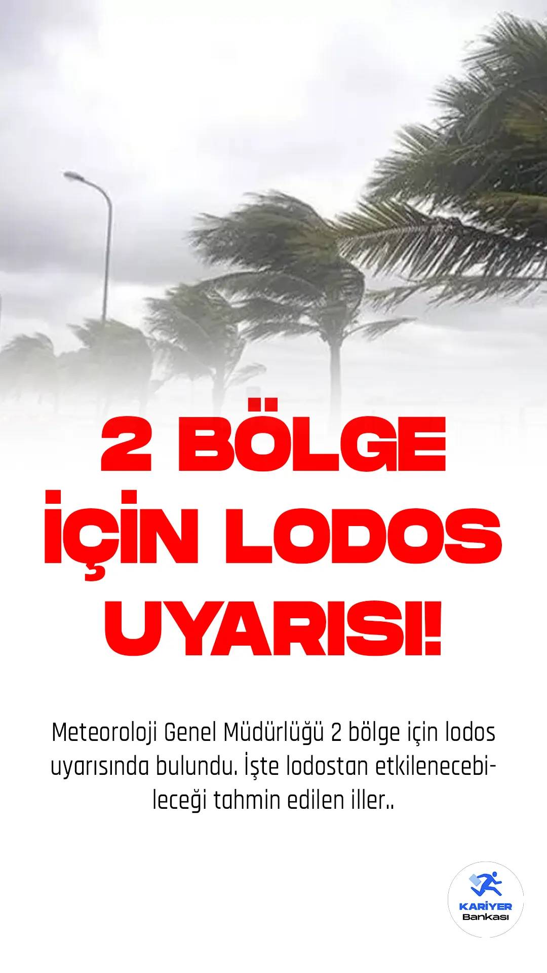 Meteoroloji Genel Müdürlüğü, Marmara ve Ege bölgeleri için lodos uyarısında bulundu.