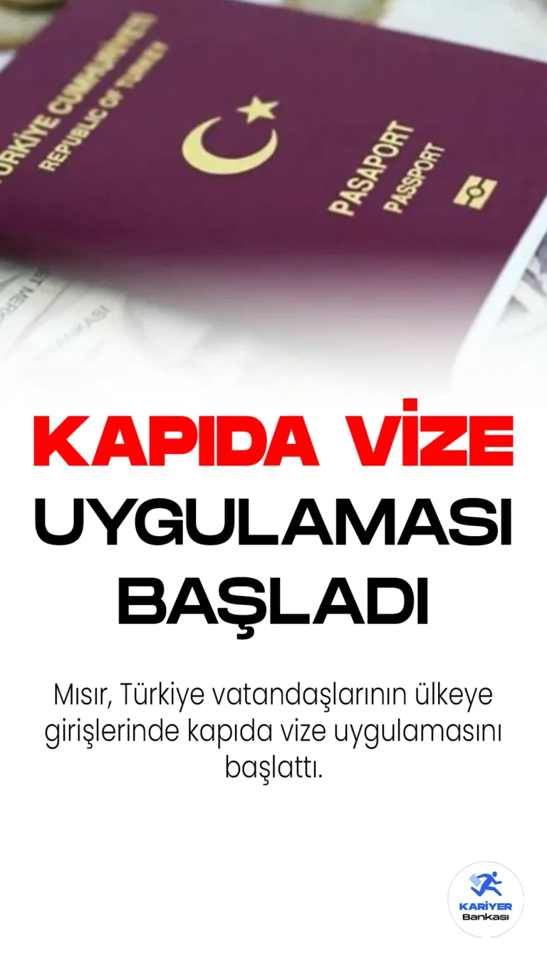 Mısır, Türkiye vatandaşlarının ülkeye girişlerinde kapıda vize uygulamasını başlattı. Türkiye'nin Kahire Maslahatgüzarı Salih Mutlu Şen, konuyla ilgili olarak sosyal medya hesabından açıklama yaptı ve vatandaşların artık Mısır'a önceden vize almadan girebileceklerini duyurdu.