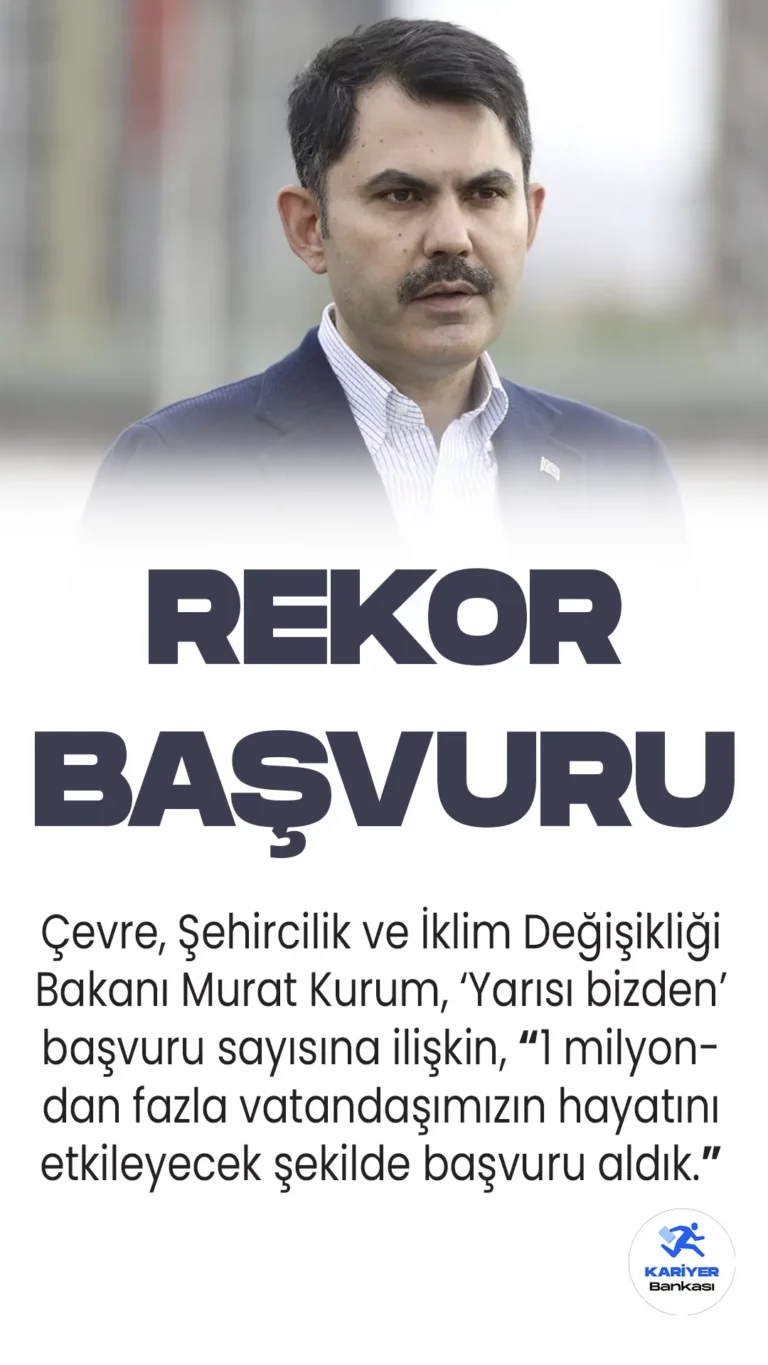 Çevre, Şehircilik ve İklim Değişikliği Bakanı Murat Kurum, 'Yarısı bizden' kampanyasına başvuru sayısını açıkladı.