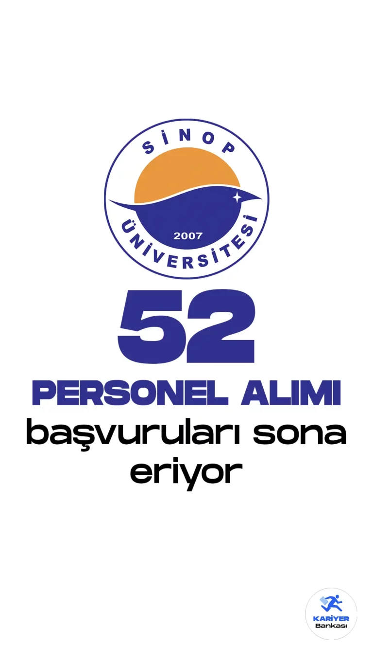 Sinop Üniversitesi personel alımı başvuru sürecinde sona gelindi. Üniversiteye gemi adamı(kaptan), destek personeli, büro personeli, teknisyen, koruma ve güvenlik görevlisi unvanlarında personel alımı yapılacağı aktarılmış, başvuruların 7 Nisan'da başladığı kaydedilmişti. Başvurular 21 Nisan'da sona erecek. Adayların belirtilen genel ve özel şartları dikkatle incelemesi gerekmektedir.