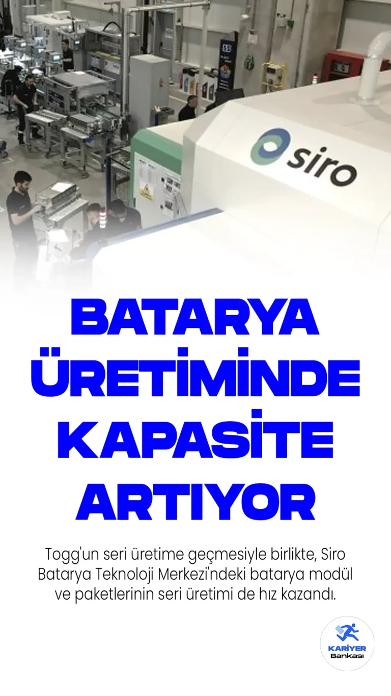 Siro Batarya Üretiminde Kapasitesini Artırıyor.Togg'un seri üretime geçmesiyle birlikte, Siro Batarya Teknoloji Merkezi'ndeki batarya modül ve paketlerinin seri üretimi de hız kazandı. Bu gelişmeyle birlikte, Türkiye ve çevresindeki ülkelerde otomotiv ve diğer uygulamalar için enerji depolama çözümleri geliştirmek amacıyla Togg ve Farasis Energy'nin %50-%50 ortaklığıyla kurulan Siro, Gebze'deki Batarya Geliştirme Merkezi'nde üretmeye başladığı batarya prototiplerinin testlerini ve bataryaya özel homologasyonunu başarıyla tamamladı.