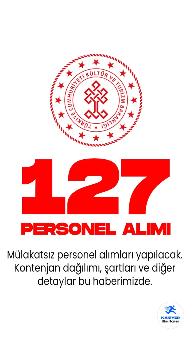 Kültür ve Turizm Bakanlığı 127 Personel Alımı Kontenjan Dağılımı