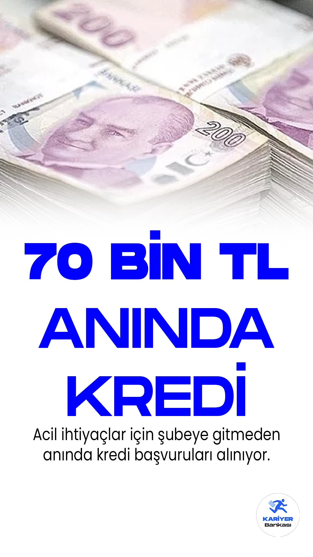 Türkiye İş Bankası, 70 bin TL'ye kadar anında kredi kampanyasına başvuruları alıyor.