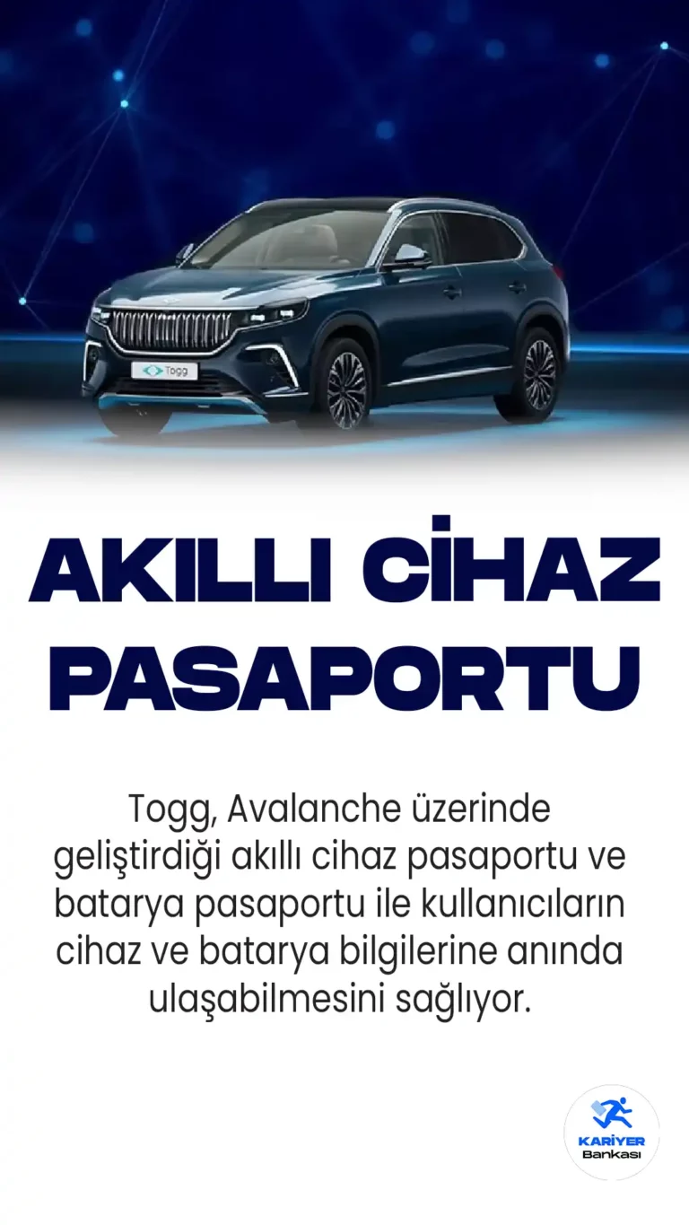 Togg, Avalanche üzerinde geliştirdiği akıllı cihaz pasaportu ve batarya pasaportu ile kullanıcıların cihaz ve batarya bilgilerine anında ulaşabilmesini sağlıyor.