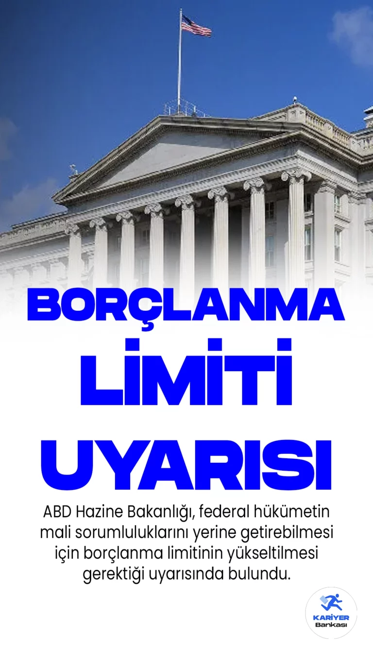ABD Hazine Bakanlığı, federal hükümetin mali sorumluluklarını yerine getirebilmesi için borçlanma limitinin yükseltilmesi gerektiği uyarısında bulundu. Bu durumda borçlanma limiti artırılmadığı takdirde federal hükümetin ödeme gücünün 1 Haziran'a kadar sürdürülebileceği vurgulandı.