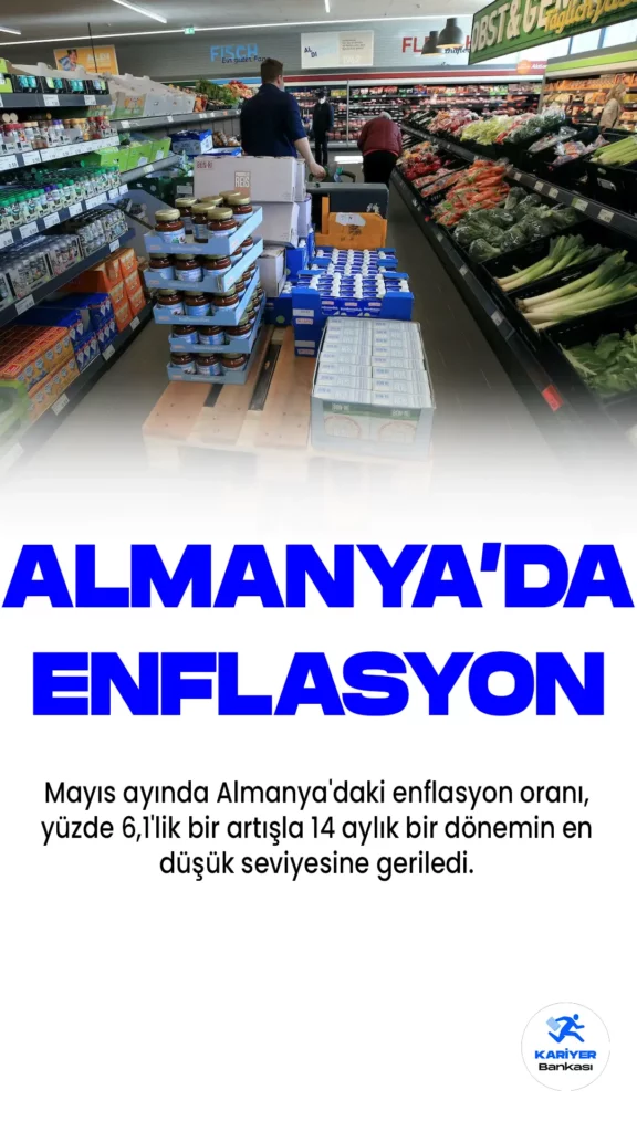 Mayıs ayında Almanya'daki enflasyon oranı, yüzde 6,1'lik bir artışla 14 aylık bir dönemin en düşük seviyesine geriledi.