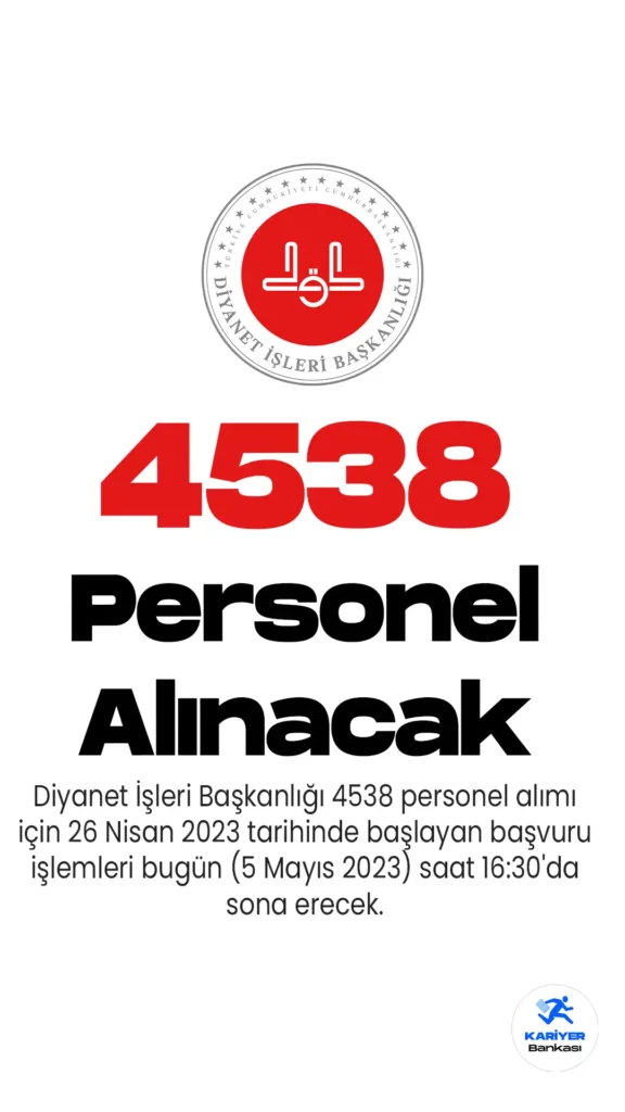 Diyanet İşleri Başkanlığı 4538 Personel Alımı Başvuruları Son Saatler