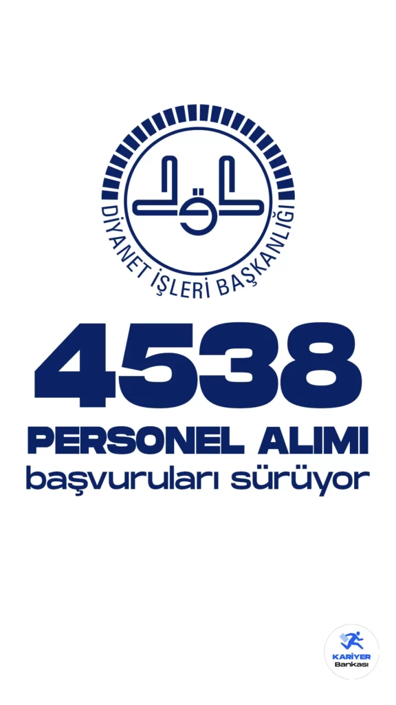 Diyanet İşleri Başkanlığı, 4538 personel alımı başvuru süreci devam ediyor. Alımların koruma ve güvenlik görevlisi, şoför, temizlik personeli ve aşçı pozisyonları için yapılacağı belirtildi. Başvuru yapmak isteyen adayların, genel şartların yanı sıra, unvanlarına göre belirlenen özel şartları da karşılamaları gerekiyor.Adaylar başvuru yapmadan önce ilan edilen şartları detaylı bir şekilde incelemeleri gerekmektedir.