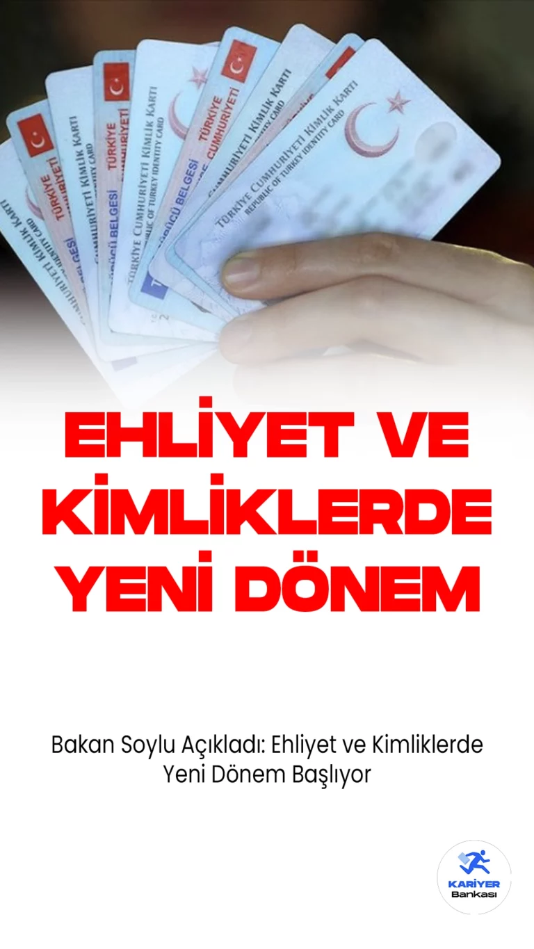 İçişleri Bakanı Süleyman Soylu, ehliyet ve kimliklerde çipli döneme geçildiğini hatırlatarak, yeni ehliyetlerin bir özelliği olduğunu ehliyete kimliğin, kimliğe ehliyetin yüklenebilir olacağını söyledi.
