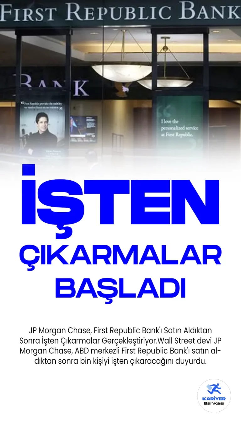 JP Morgan Chase, First Republic Bank'ı Satın Aldıktan Sonra İşten Çıkarmalar Gerçekleştiriyor.Wall Street devi JP Morgan Chase, ABD merkezli First Republic Bank'ı satın aldıktan sonra bin kişiyi işten çıkaracağını duyurdu. Bu hamle, JP Morgan Chase'in operasyonel stratejilerini yeniden yapılandırma çabalarının bir parçası olarak gerçekleşiyor.