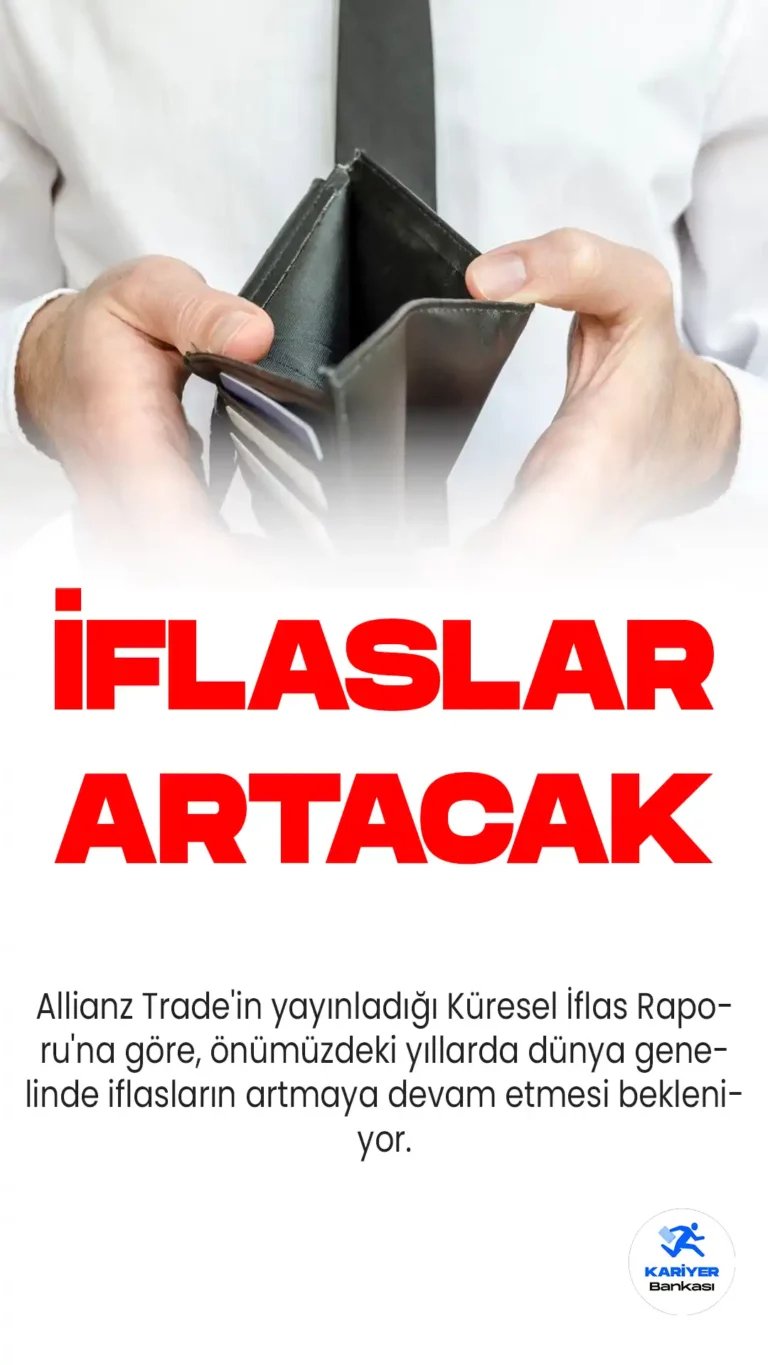 Allianz Trade'in yayınladığı Küresel İflas Raporu'na göre, önümüzdeki yıllarda dünya genelinde iflasların artmaya devam etmesi bekleniyor.