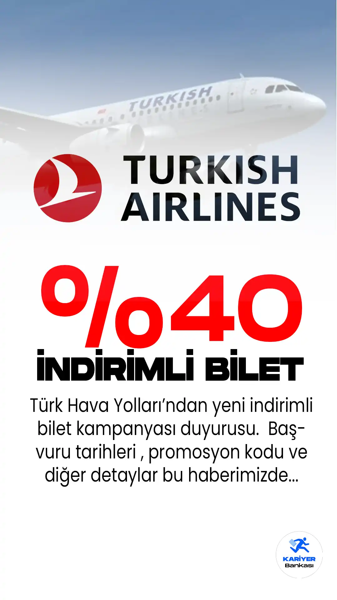 Türk Hava Yolları (THY), İstanbul ve Ankara seyahatleri için %40 indirim sunan bir kampanya başlattı. Kampanya şartları ve tarihleri...