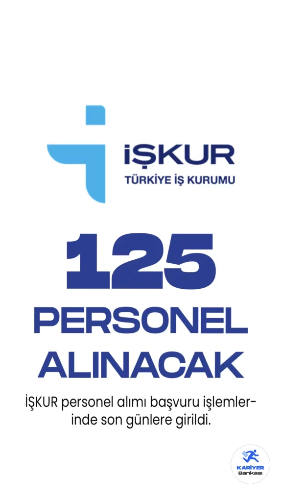 Türkiye İş Kurumu (İŞKUR) büro personeli alımı başvurularında son günlere girildi. İlgili alım duyurusu Resmi Gazete'de yayımlanmış, İŞKUR'a 125 sözleşmeli büro personeli alımı yapılacağı aktarılmıştı. 8 Mayıs 2023 tarihinde başlayan başvuru işlemleri, 22 Mayıs 2023 tarihinde sona erecek. Başvuru yapacak adayların başvuru şartlarını dikkatle incelemesi gerektiği aktarıldı.