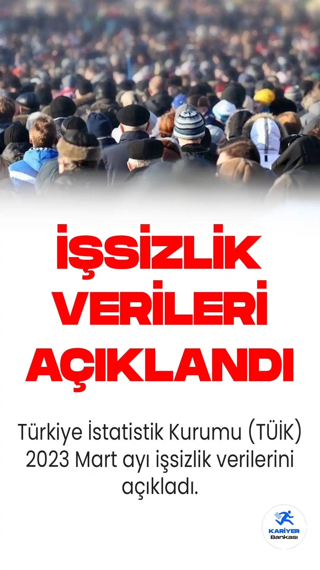 Türkiye İstatistik Kurumu'nun (TÜİK) açıkladığı Mart 2023 işsizlik verilerine göre, işsizlik oranı yüzde 10.0 seviyesinde sabit kaldı.
