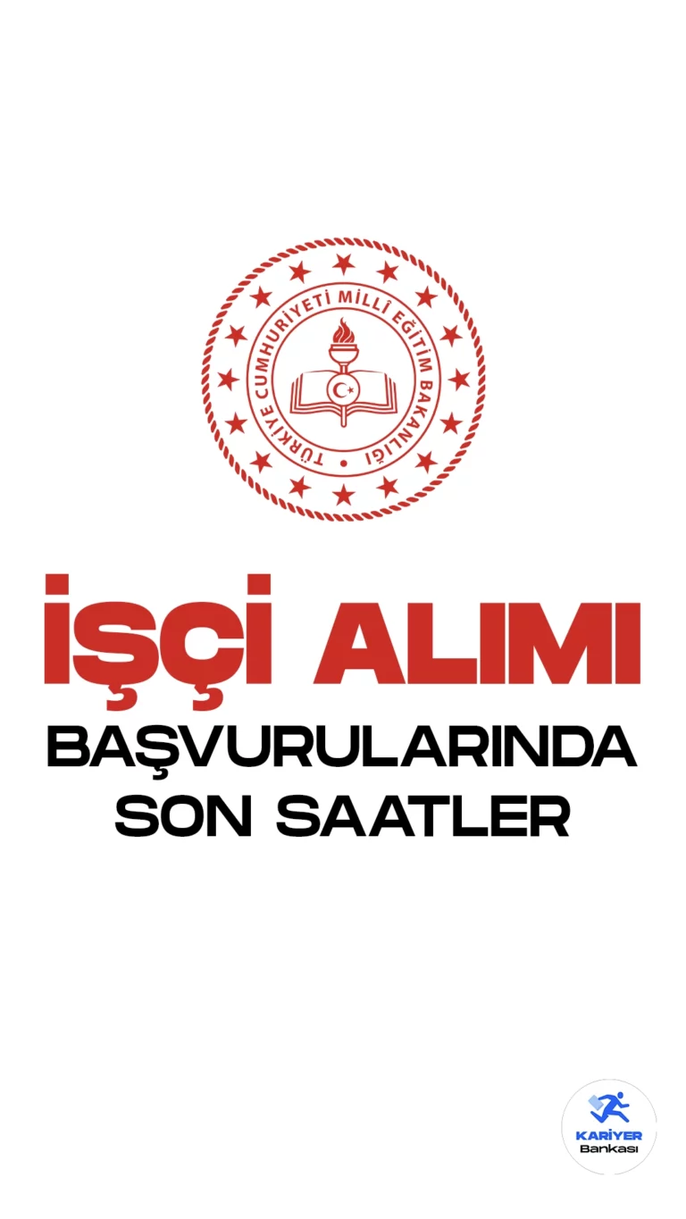 Milli Eğitim Bakanlığı Devlet Kitapları (MEB) işçi alımı başvurularında son saatlere girildi. İŞKUR üzerinden başvuruları alınan matbaa işçisi, beden işçisi(genel, temizlik) unvanlarında personel alımına başvuru yapacak adayların belirtilen genel ve özel şartları taşıması gerekmektedir.