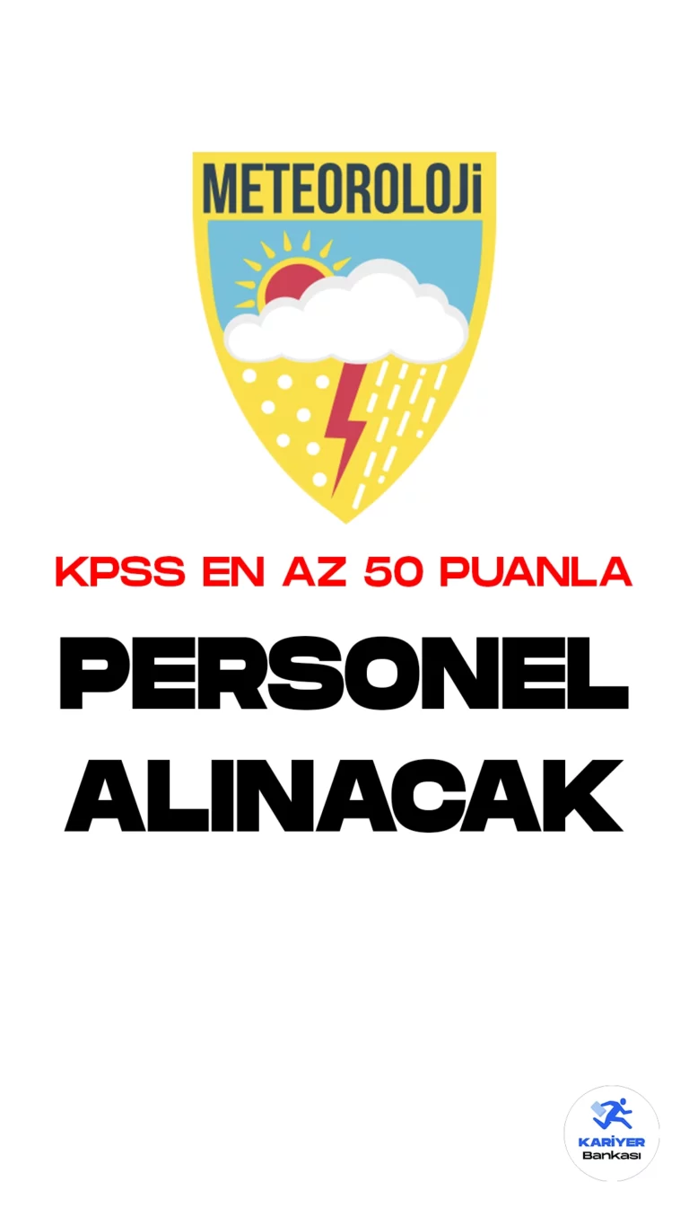 Meteoroloji Genel Müdürlüğü (MGM) KPSS en az 50 puanla 78 personel alımı yapacak. MGM personel alımı başvuru işlemleri devam ediyor. Cumhurbaşkanlığı SBB'de yayımlanan duyuruya göre, MGM'ye mühendis, büro personeli, koruma ve güvenlik görevlisi, destek personeli(temizlik, şoför) unvanlarında sözleşmeli personel alınacak.Başvuru yapacak adayların belirtilen genel ve özel şartları dikkatle incelemesi gerektiği aktarıldı.