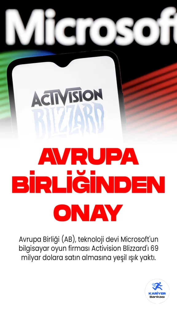 Avrupa Birliği (AB), teknoloji devi Microsoft'un bilgisayar oyun firması Activision Blizzard'ı 69 milyar dolara satın almasına yeşil ışık yaktı.