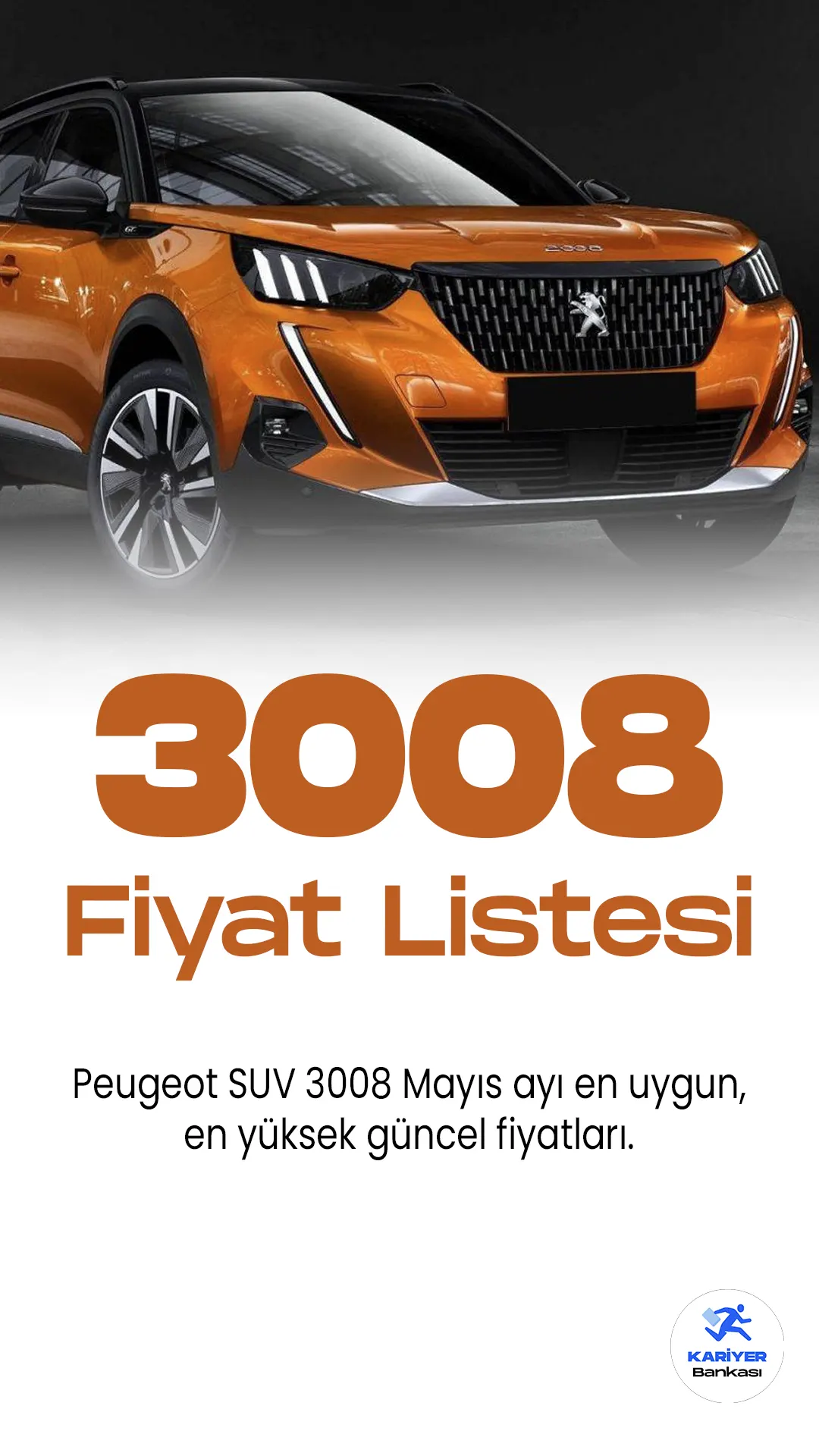 Peugeot 3008 Mayıs Fiyat Listesi Yayımlandı. Popüler araç markaları arasında yer alan Peugeot, her ay fiyat listelerini güncellemeye devam ediyor. Peugeot araç grubunun en çok satanları arasında yer alan 3008 modeli, araç sürücülerinin favori modeli olmaya devam ediyor. Modern tasarımı ve keskin hatlarıyla, sürücü ve yolculara konforlu bir sürüş deneyimi sağlıyor.