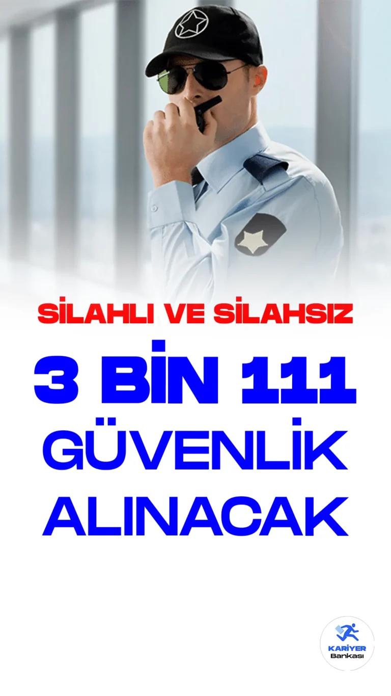 İŞKUR üzerinden güvenlik görevlisi alımı duyuruları art arda yayımlandı. Özel sektör firmaları tarafından yayımlanan duyurulara göre, İŞKUR üzerinden silahlı ve silahsız olmak üzere toplamda 3 bin 111 özel güvenlik görevlisi alınacak. Başvuru yapacak adaylarda en az ilkokul mezuniyet şartı aranıyor. Her firmanın başvuru şartları farklılık gösterebilir. Bu nedenle adayların başvuru şartlarını dikkatle incelemesi gerekmektedir.
